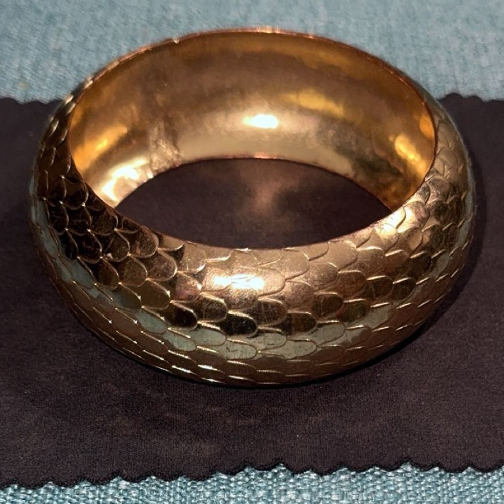 Gold Textured Bangle Bracelet